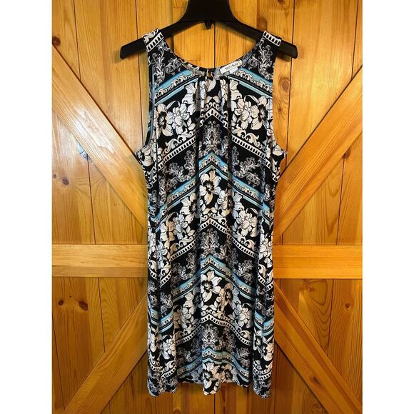White House Black Market Black White Light Blue Pullover Shift Dress Size Large - Picture 1 of 8